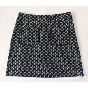 Loft Outlet A-Line Navy And Green Geometric Print Skirt Size 6